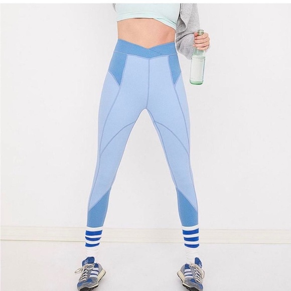 New with tag: For Love And Lemons V Waistband Blue Ribbed Leggings - Picture 2 of 3